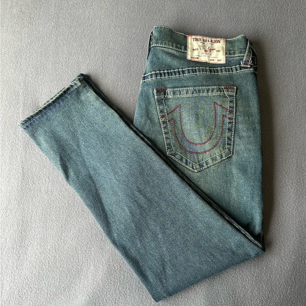 True Religion Jeans Rocco Big T Skinny Medium Fog Wash 36 x 30 Blue